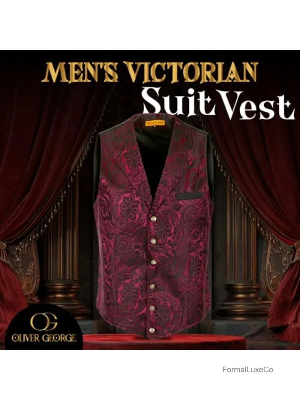 Victorian Gothic Steampunk Vest Paisley Formal Waistcoat Tuxedo Suit Vest for